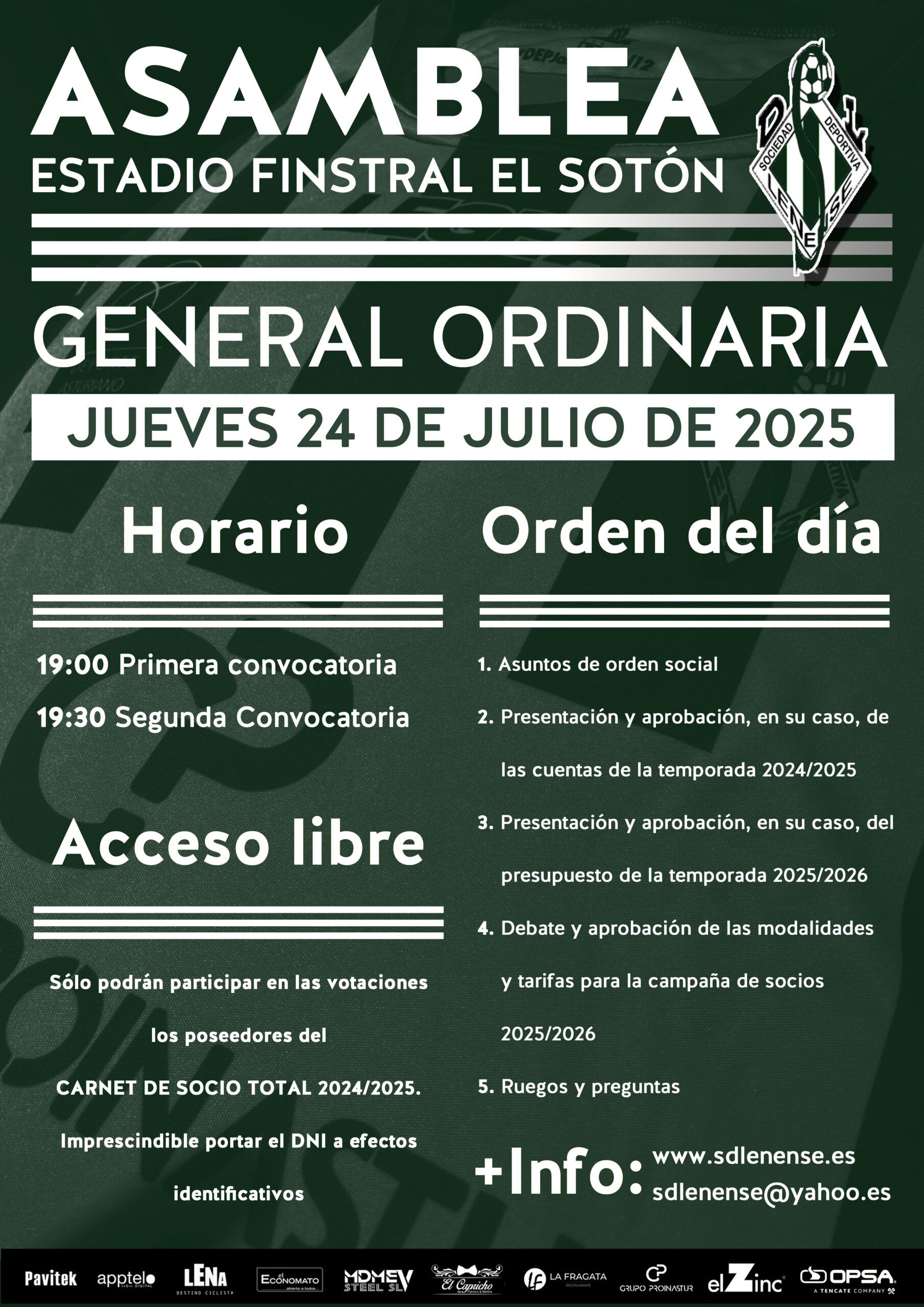 LA DIRECTIVA CONVOCA LA ASAMBLEA ORDINARIA PARA EL 24 DE JULIO